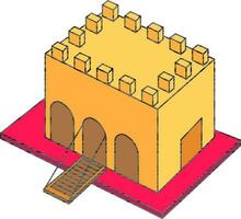 Top View Of Castle Architect Icon In Pink And Yellow Color. vector