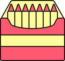 Crayons or Color Pencil Box Red And Yellow Icon. vector