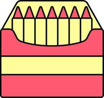 Crayons or Color Pencil Box Red And Yellow Icon. vector