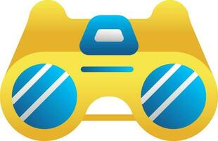 Binoculars Icon In Blue And Yellow Color. vector