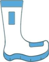 Long Boot Icon In Blue And White Color. vector