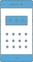 Blue And White Color Passcode In Smartphone Icon. vector