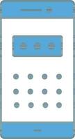 Blue And White Color Passcode In Smartphone Icon. vector