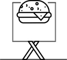 Advertising Board of Burger Shop Icon In Black Outline. vector