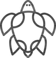 Turtle Icon In Black Line Art. vector