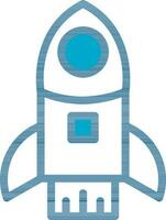 Rocket Icon In Blue And White Color. vector