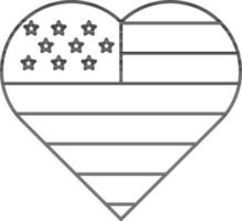 Heart Shaped American Badge Icon In Line Art. vector