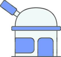 Flat Style Observatory Icon In Blue And White Color. vector