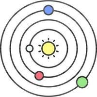 Solar System Colorful Icon In Flat Style. vector