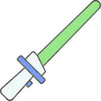 Green And Blue Lightsaber Icon In Flat Style. vector