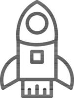 Rocket Icon In Black Line Art. vector