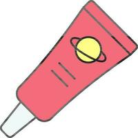 Space Food Tube Flat Icon In Yellow And Red Color. vector