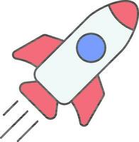 Colorful Rocket Flat Icon Or Symbol. vector