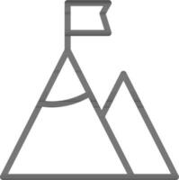 Linear Style Flag On Mountain Icon Or Symbol. vector