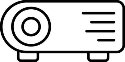 Video Projector Icon In Black Line Art. vector