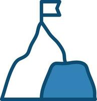 Mountain With Flag Icon In Blue And White Color. vector