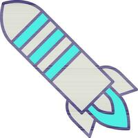 Fly Rocket Grey And Turquoise Icon In Flat Style. vector