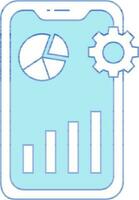 White And Blue Color Data Analysis Setup In Smartphone Icon. vector