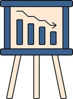 Presentation Decrease Graph Icon In Blue And Peach Color. vector