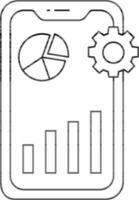 datos análisis preparar en teléfono inteligente icono. lineal estilo. vector