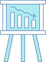 Presentation Decrease Graph Icon In Blue And White Color. vector