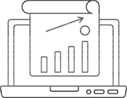 Growing Bar Graph In Laptop icon. vector