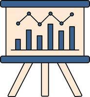 Presentation Financial Graph Board Icon In Blue And Peach Color. vector