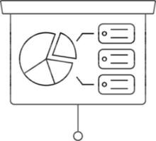 Flat Style Pie Chart In Projector Screen Icon. vector