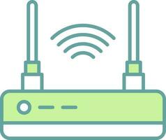 Wireless Router Icon In Green And White Color. vector