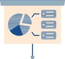 Blue And Peach Color Pie Chart In Projector Screen Icon. vector