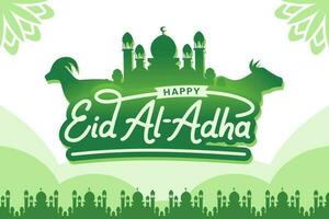 Eid al adha islamic typography and illustration vector