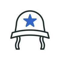 casco icono duotono azul gris color militar símbolo Perfecto. vector