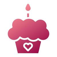 cake icon solid gradient red colour mother day symbol illustration. vector