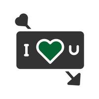 amor tarjeta icono sólido gris verde estilo enamorado ilustración símbolo Perfecto. vector