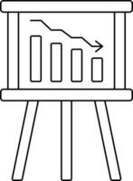 Presentation Decrease Graph Icon In Black Outline. vector