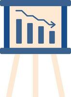 Presentation Decrease Graph Icon In Blue And Peach Color. vector