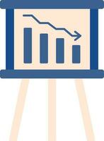 Presentation Decrease Graph Icon In Blue And Peach Color. vector