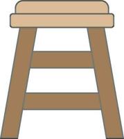 Brown Color Stool Icon In Flat Style. vector