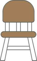 Brown And White Color Chair Icon In Flat Style. vector