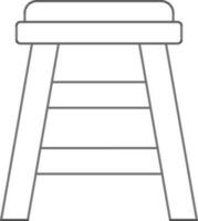 Black Line Art Stool Icon In Flat Style. vector