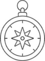 Compass Icon In Black Outline. vector