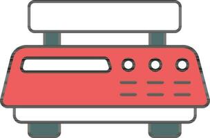 Weighing Machine Teal And Red Icon. vector