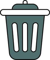 Isolated Dustbin Icon In Teal Color. vector