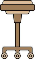 Flat Style Wheel Stool Icon In Brown Color. vector