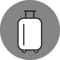 Black Stroke Traveling Bag Icon On Gray Round Background. vector