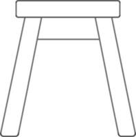 Isolated Stool Icon In Black Line Art. vector