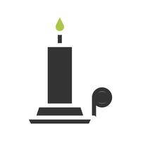 Candle icon solid green grey colour easter symbol illustration. vector