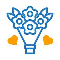 ramo de flores amor icono duotono azul naranja estilo enamorado ilustración símbolo Perfecto. vector