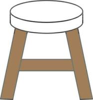 Round Stool Icon In Brown And White Color. vector