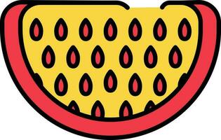 Watermelon Slice Icon In Red And Yellow Color. vector